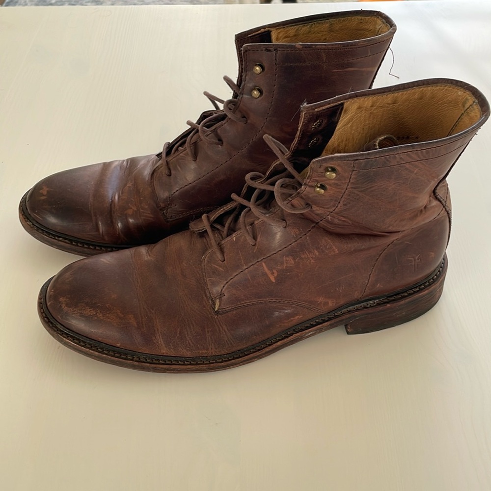 Fyre Leather Boots, Size 11 Brown